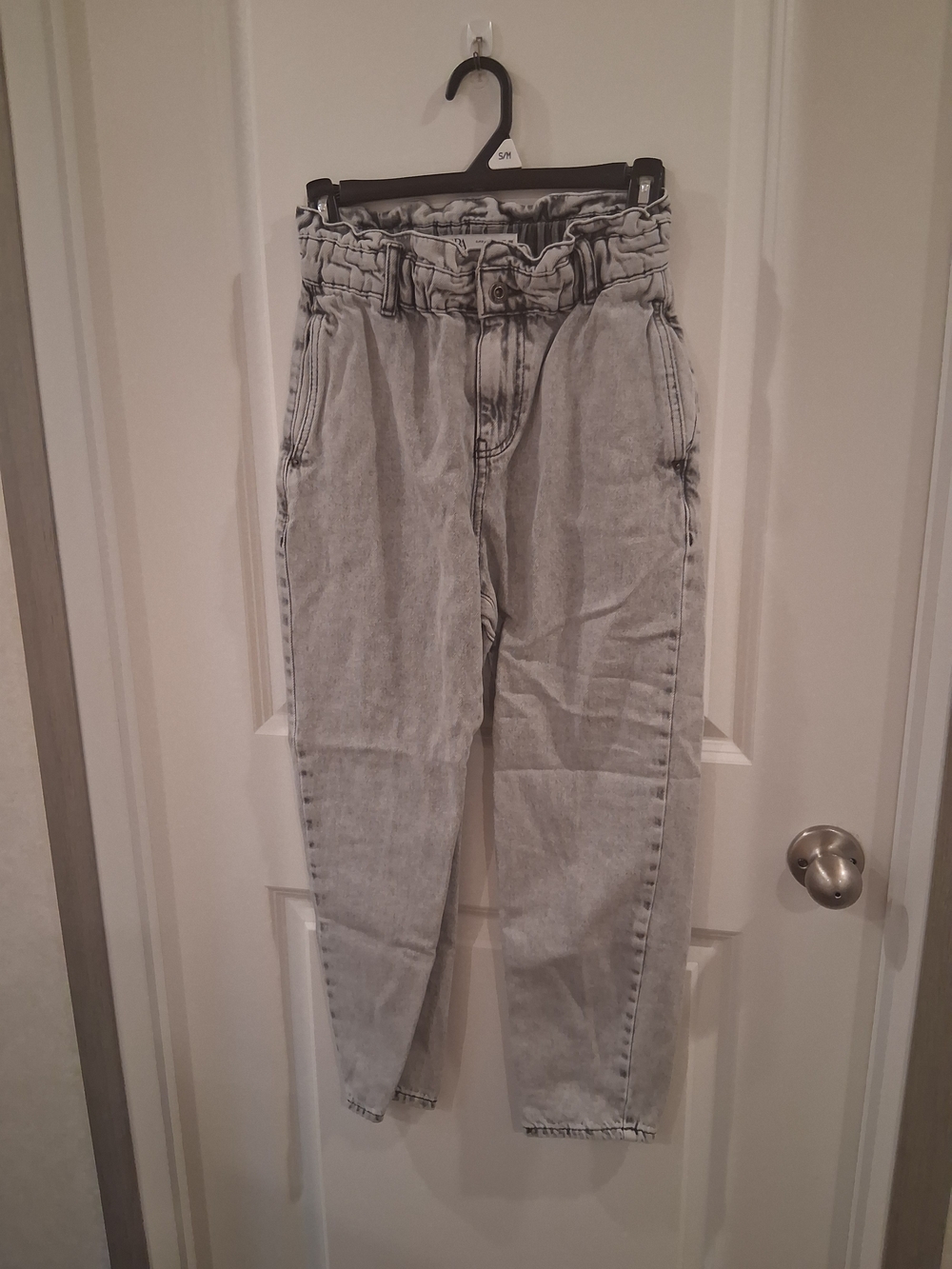 Zara Light Gray Paperbag Waist Relaxed Jeans Size 0